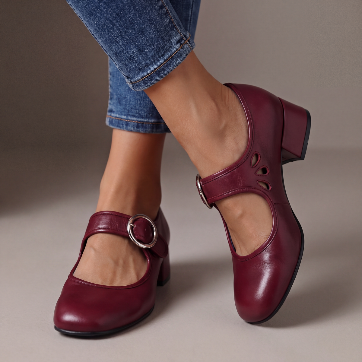 Scarpe Mary Jane Nathalie in morbida pelle