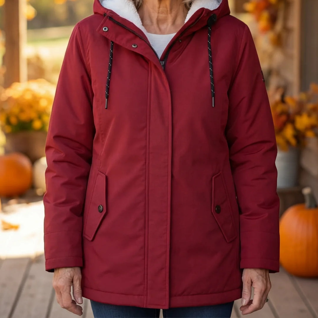 Fleece-Lined Hooded Parka Coat