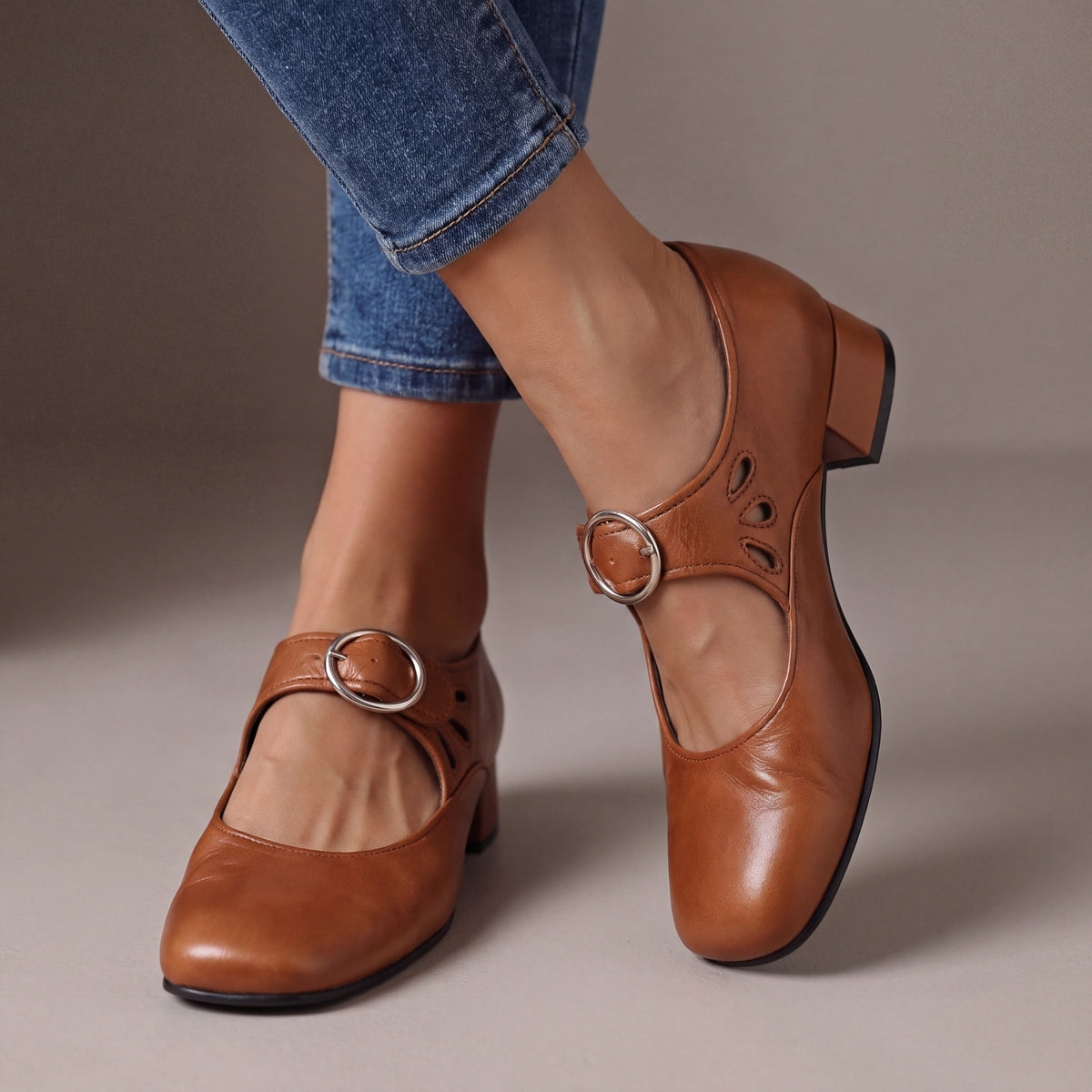 Scarpe Mary Jane Nathalie in morbida pelle