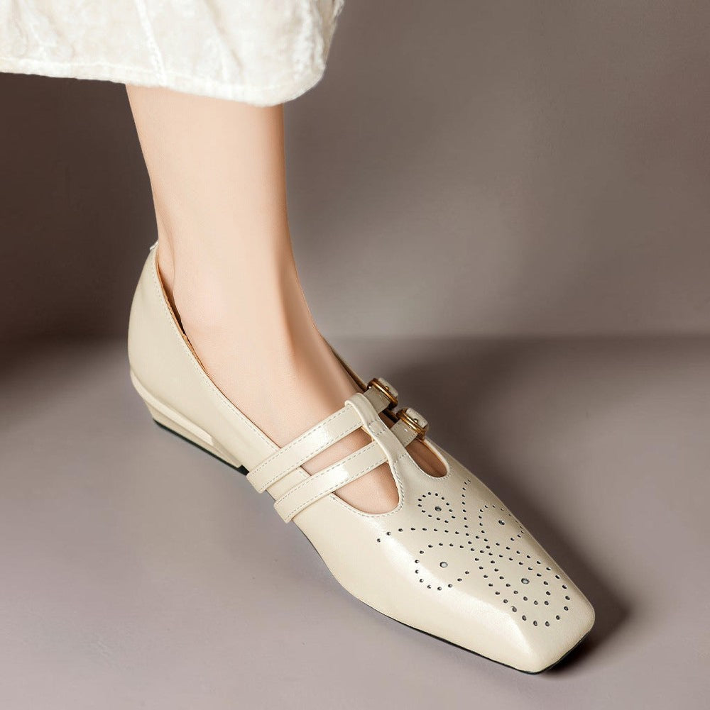 Scarpe Mary Jane in pelle con doppio cinturino Pauline