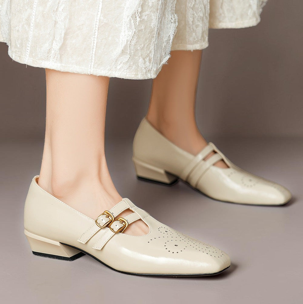 Scarpe Mary Jane in pelle con doppio cinturino Pauline