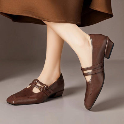 Scarpe Mary Jane in pelle con doppio cinturino Pauline