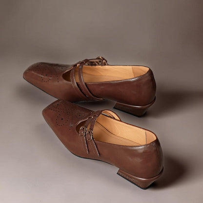Scarpe Mary Jane in pelle con doppio cinturino Pauline