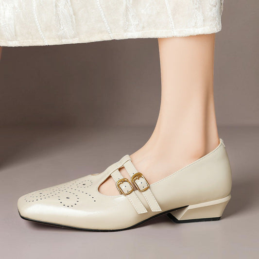 Scarpe Mary Jane in pelle con doppio cinturino Pauline