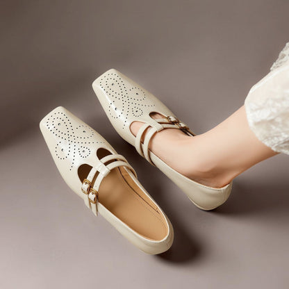 Scarpe Mary Jane in pelle con doppio cinturino Pauline