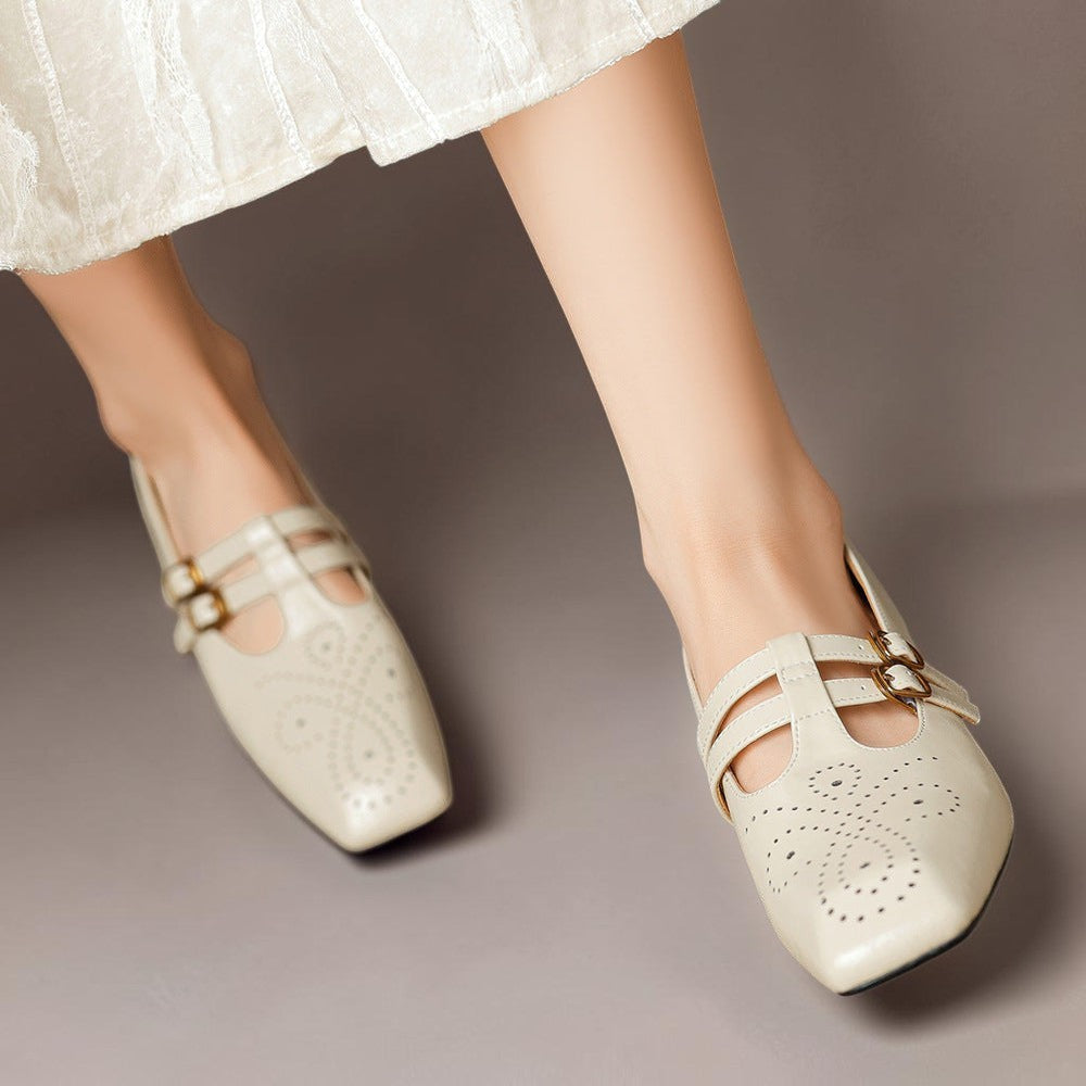 Scarpe Mary Jane in pelle con doppio cinturino Pauline