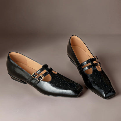 Scarpe Mary Jane in pelle con doppio cinturino Pauline