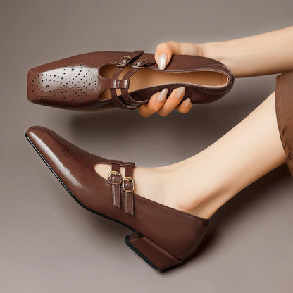 Scarpe Mary Jane in pelle con doppio cinturino Pauline