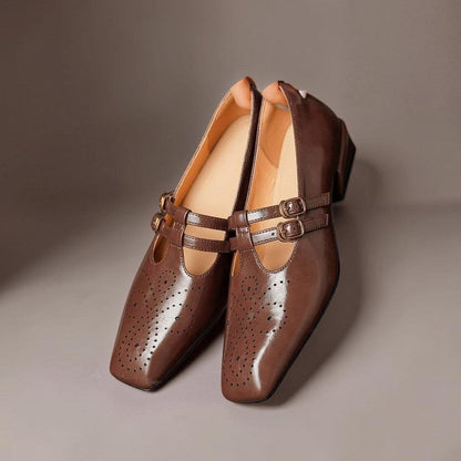 Scarpe Mary Jane in pelle con doppio cinturino Pauline