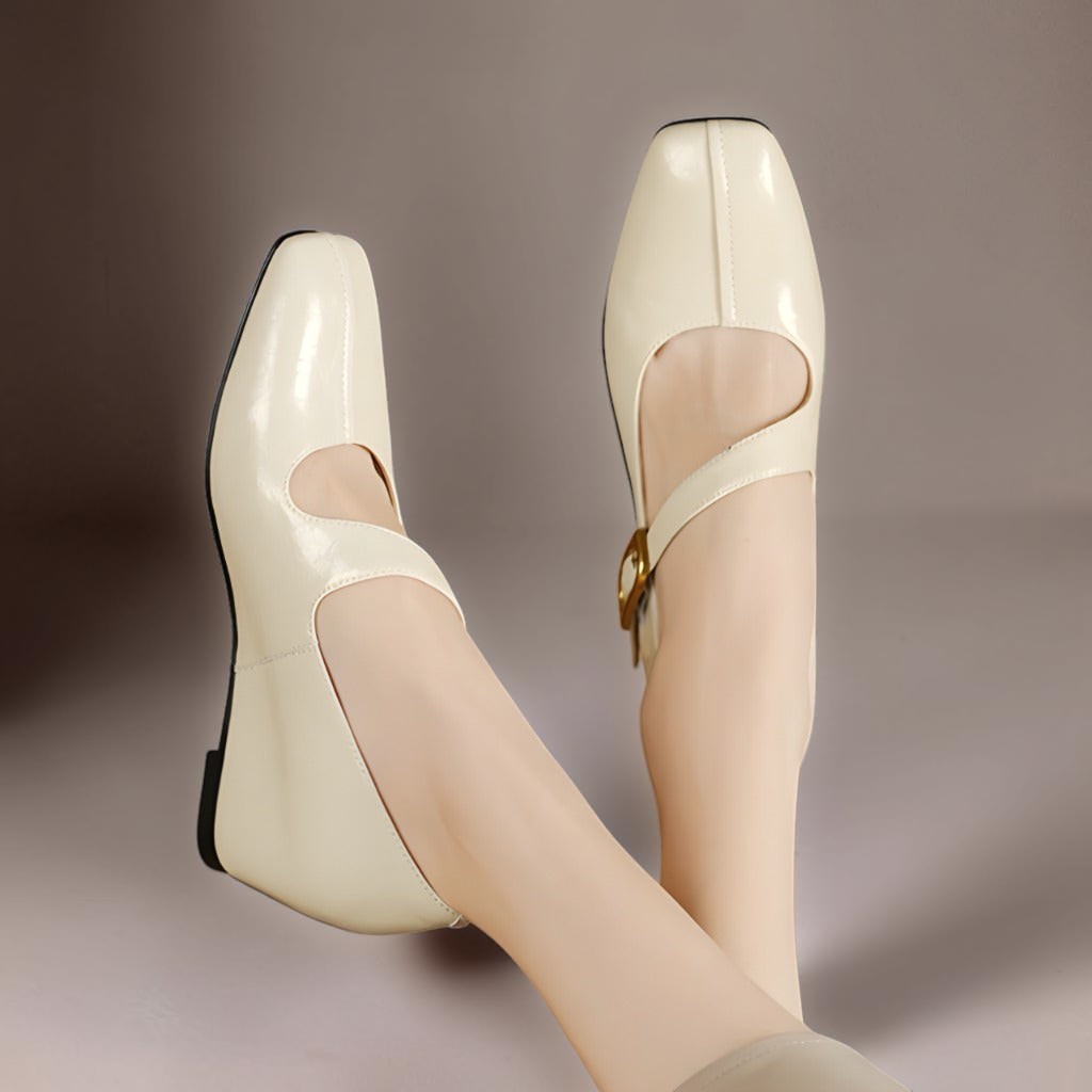 Michèle's Square Toe Leather Mary Jane Shoes