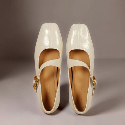 Scarpe Mary Jane in pelle con punta quadrata di Michèle