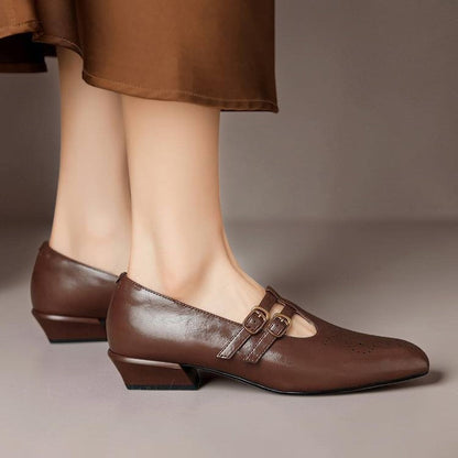 Scarpe Mary Jane in pelle con doppio cinturino Pauline