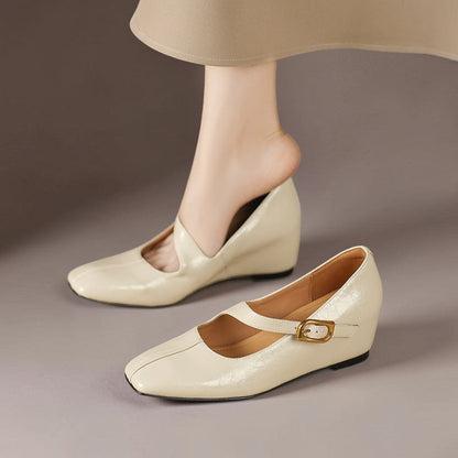Scarpe Mary Jane in pelle con punta quadrata di Michèle