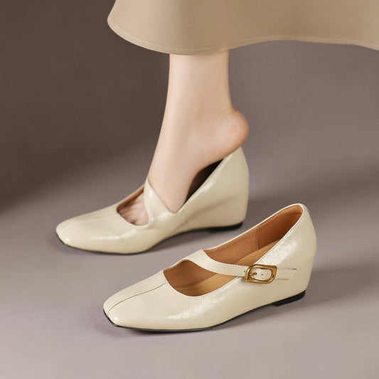Scarpe Mary Jane in pelle con punta quadrata di Michèle