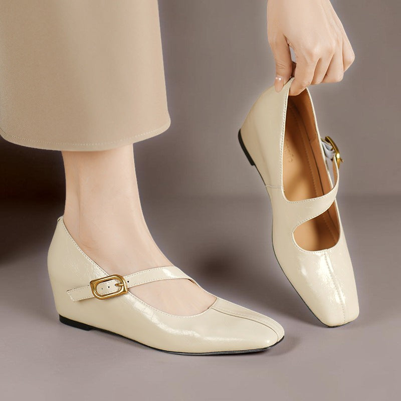 Scarpe Mary Jane in pelle con punta quadrata di Michèle