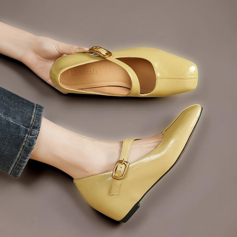 Scarpe Mary Jane in pelle con punta quadrata di Michèle