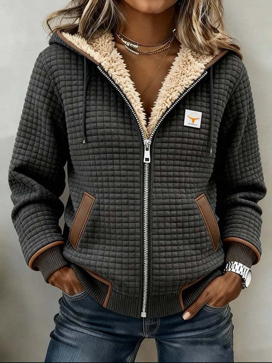 Bridgette | Giacca con cappuccio e zip, comoda e dalla texture particolare